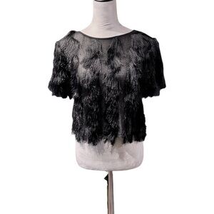 Black Fringe Crop Top